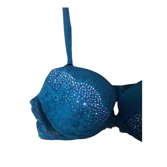 Victoria’s SecrerTeal Blue Rhinestone Sparkly Bra 36C - Picture 2 of 5